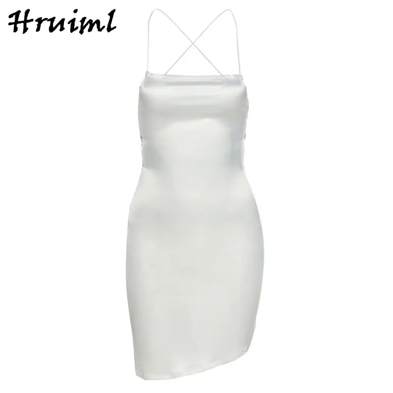 

Dress Summer Sleeveless Backless Off Shoulder Sling Sexy Solid Skinny Mini Woman Dress Night Club Beach Bodycon Elegant Dresses