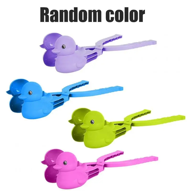 Cute Duck Shaped Snowball Maker Snow Ball for Kids Outdoor Indoor Winter Snowball Fight Maker Clip Tool with Handle Toys Games