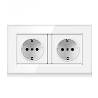 14686mm german standard crystal glass wall panel socket with usb 5v 2100ma elextrical power plugs home outlet 250v 16a