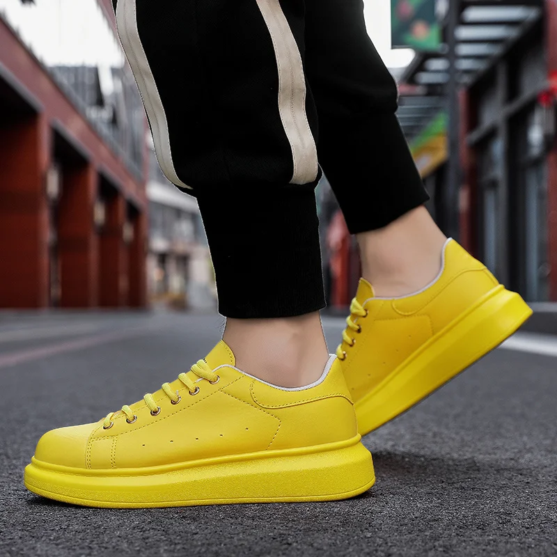 Fashion Candy Colors Skateboard Shoes Women Microfiber Comfortable aUnisex Platform Sneakers Hip hop Green Casual Sneakers Men