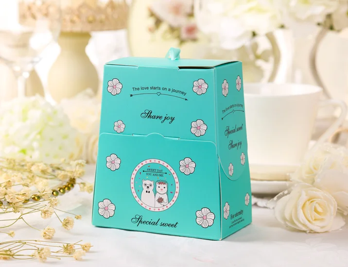 20 шт./лот креативная двухслойная Свадебная коробка с изображением медведя