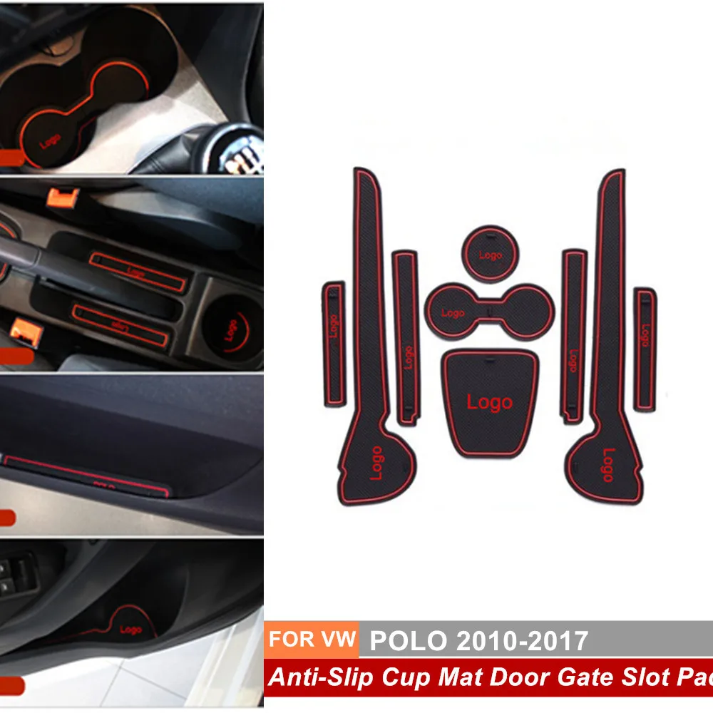 9 шт./компл. Противоскользящий резиновый подстаканник для VW POLO 2010 2017 6R 6C MK5 GTI