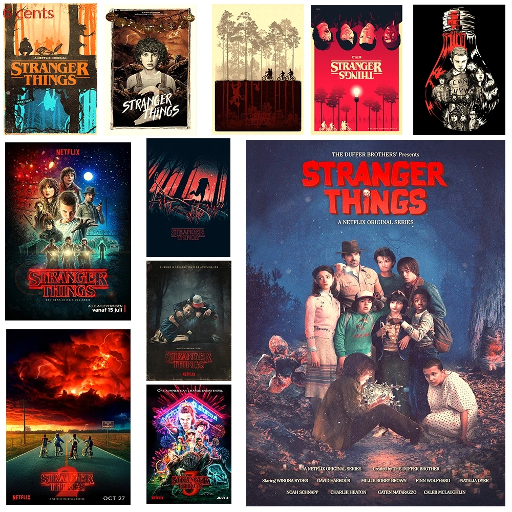 Strange story TV poster illustration retro Kraft decorative painting decoration season 3 | Дом и сад