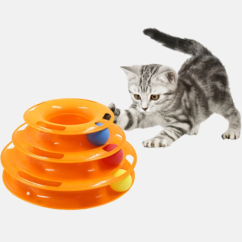 

Three Levels Plastic Tower Tracks Disc Training Amusement Plate Kitten Toy Cat Intelligence Amusement Triple Disc Pet Toys Ball