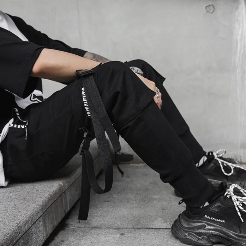 

2020 New Spring Hip Hop Pants Club Singer Stage Costume Trousers Ribbons Streetwear Joggers Sweatpants Hombre