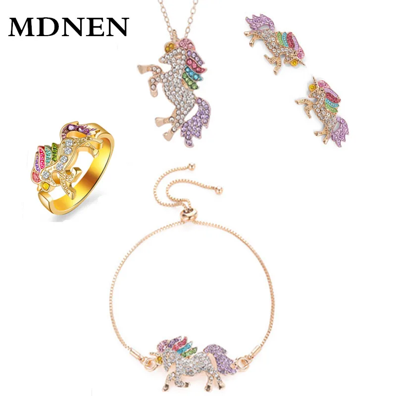 Милое золотое ожерелье с единорогами модное украшение лошадь из мультфильма