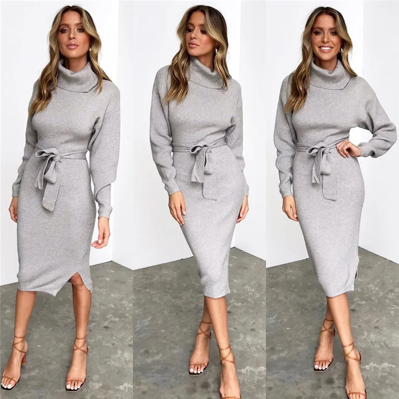 Женское платье с высоким воротом посылка зимнее для офиса сексуальное