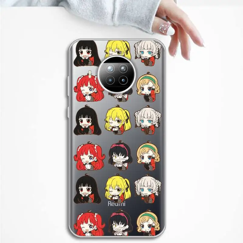 

Japanese Anime Kakegurui Jabami Yumeko Phone Case Transparent for Xiaomi Redmi note 10 t 8 9 pro lite 11