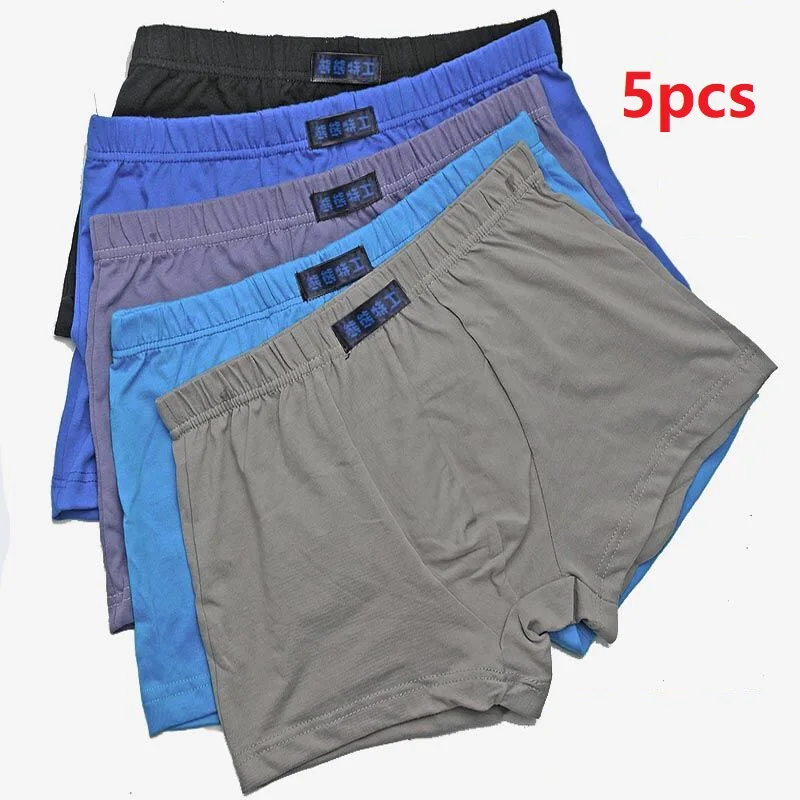 

5Pcs/Lot 6XL 110KG 100% Cotton Boxer Men Underwear Four Shorts Underpants Men'S Boxers Shorts Breathable Pure color Random