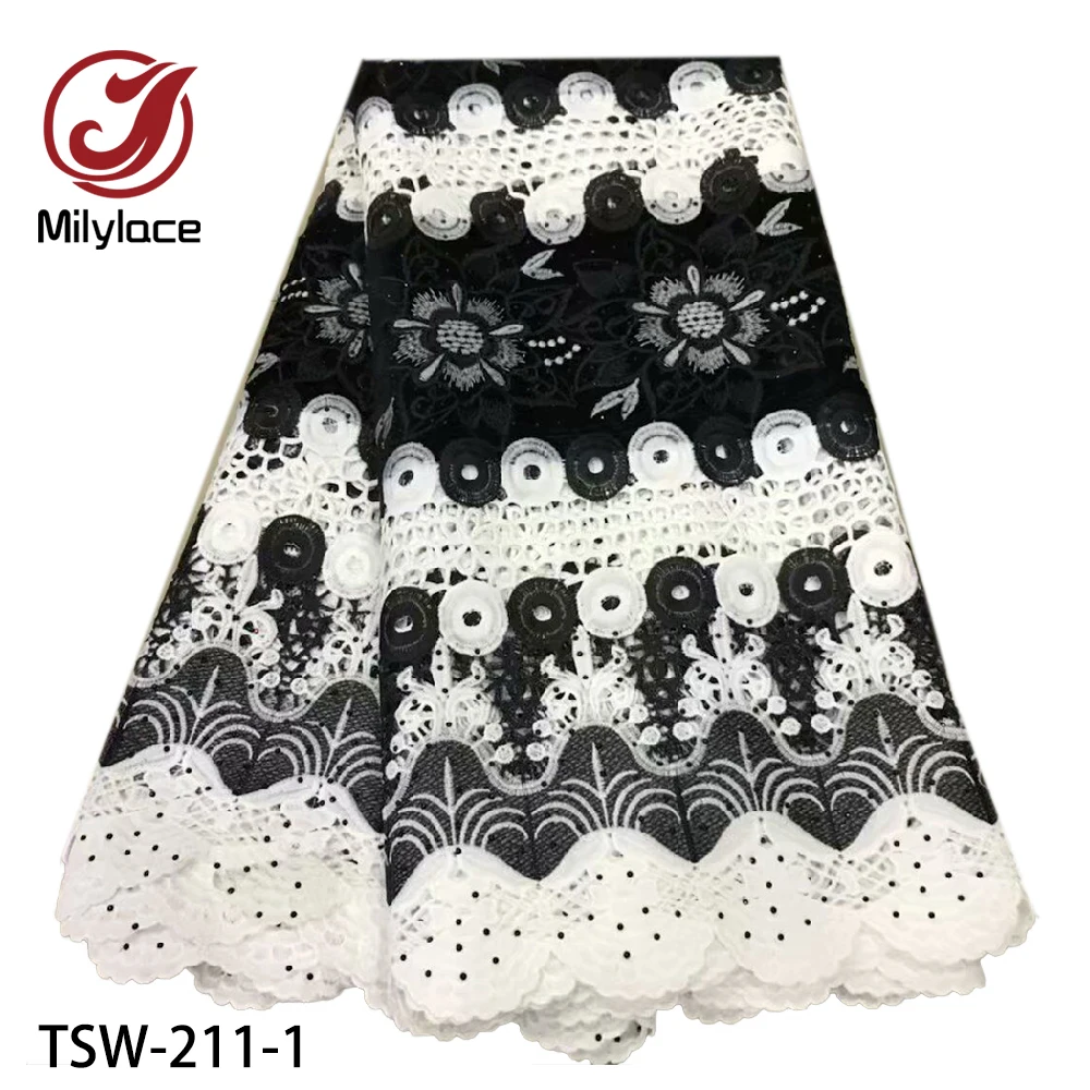 

Milylace royal blue African net lace fabric 5 yards patch-work embroidery guipure lace fabric with stones for dresses TSW-211