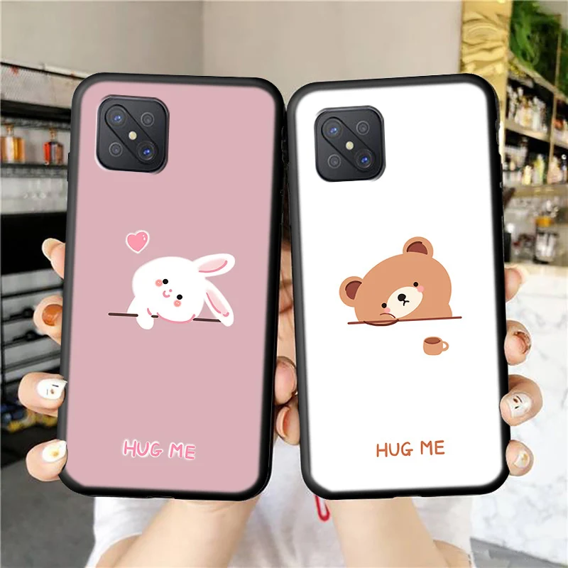 

For OPPO Reno4 Z 5G Phone Case Luxury Funda Rabbit Bear Cute Silicone Soft Shell A92S opopa opoa Celular Sleeve Back Cover Coque
