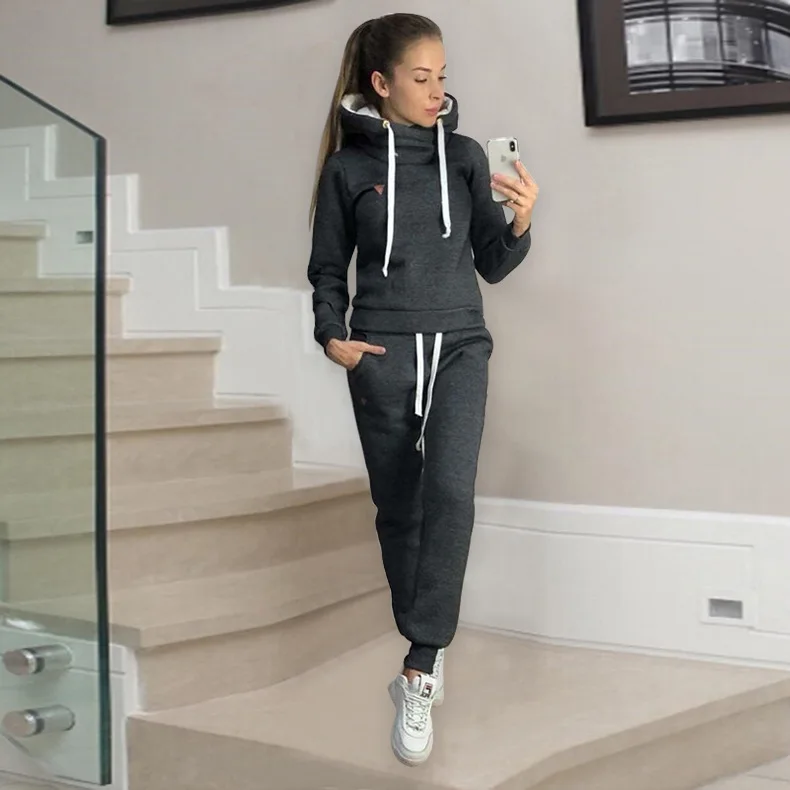 

Autumn Winter Tracksuit Woman Velvet Outfits Solid Sweater Shirts Sports Casual Femme Hoodies Set Tops And Pants Pullovers