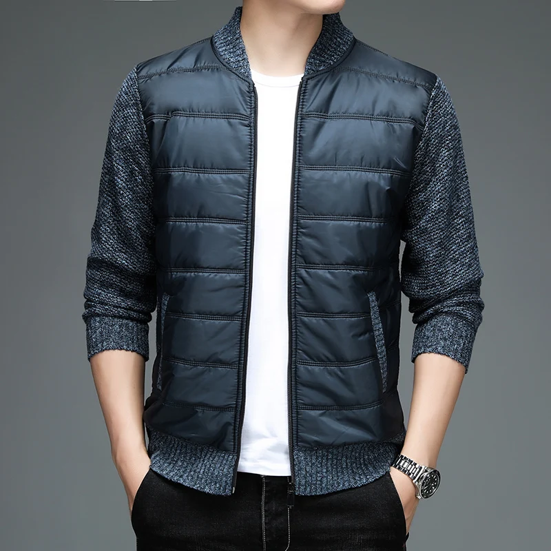 Sweater Coat Autumn/winter New Men's Jacket y2k Fashion Baseball Collar Zipper Cardigan Fleece Warm  Knitted Sport Blazer