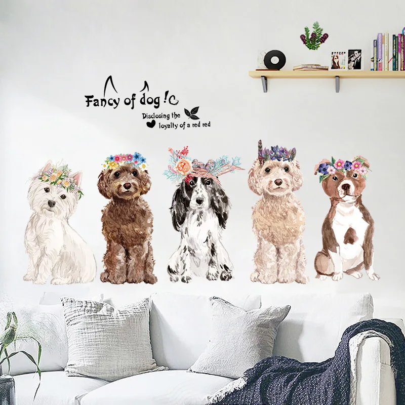 

60*115cm Lovely Dog Wall Sticker Kids Room Decor Living Room Bedroom Wall Decals Art Creative Animal Posters