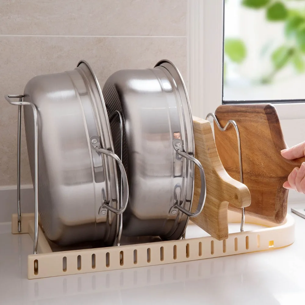 Кухонный органайзер стойка для хранения горшков держатель полка посуды