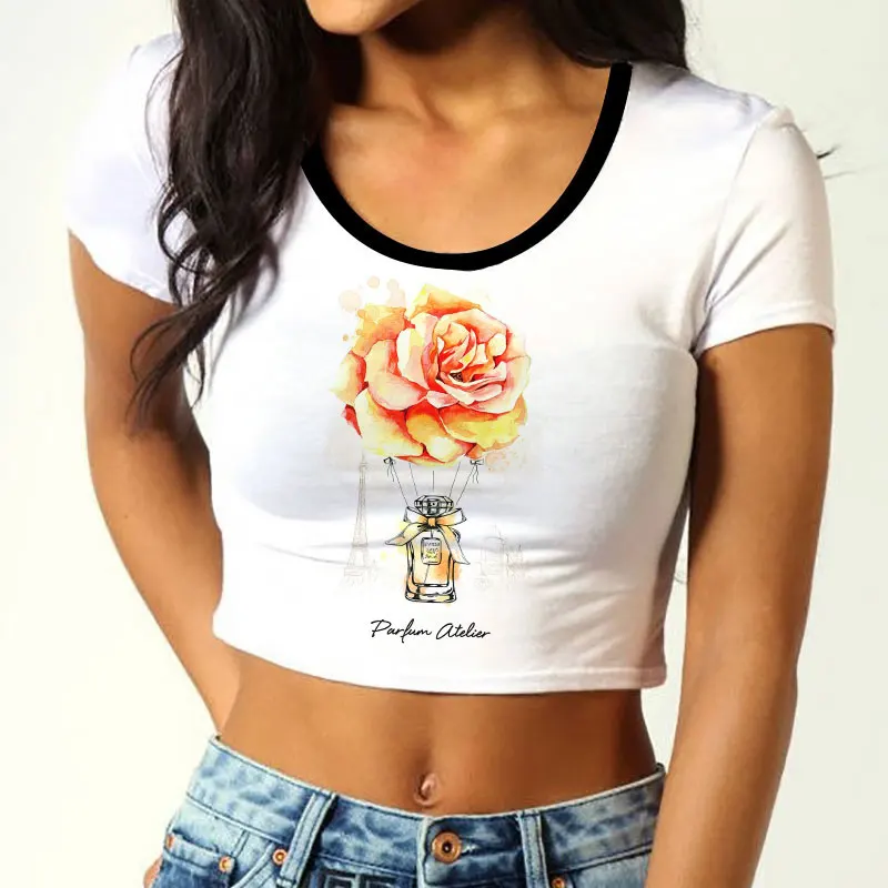 Женская футболка с цветочным принтом желтая Свободная Повседневная коротким