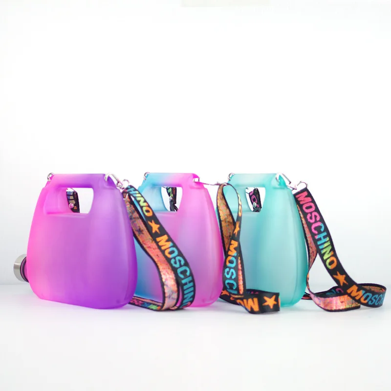 Продажа Большая бутылка для воды объемом 1,5 л с ручкой, рюкзак, бутылка для воды с веревкой, пластиковая спортивная чашка с градиентом для фитнеса и б...