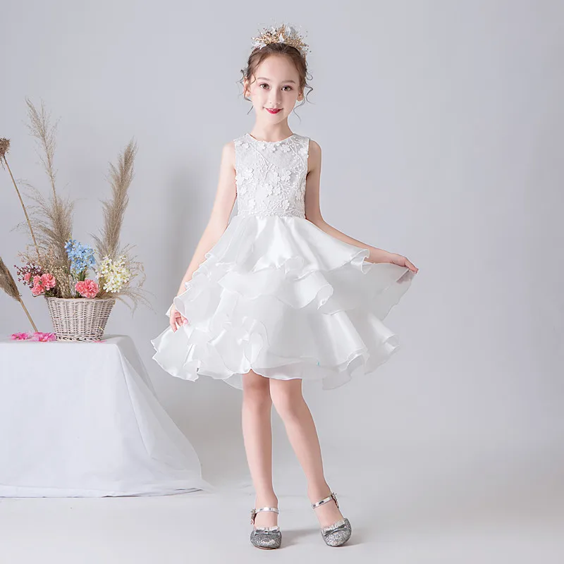 

Dideyttawl White Flower Girl Dresses For Wedding Birthday Party Kids Short Formal Princess Pageant Gowns Pleats Organza