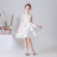 kids short formal princess dress pageant gowns for girl cute white pleats organza flower girl dresses for wedding birthday party
