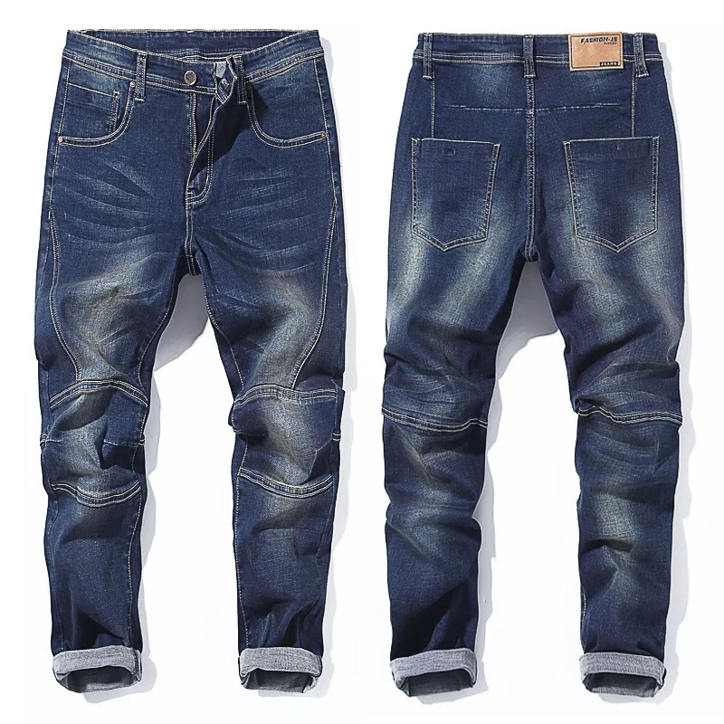 Elasticity Jeans Plus Size 48 Men's Loose Wash Denim Feet Pants Spring Summer Leisure Men Clothing plus bleach wash rips detail jeans