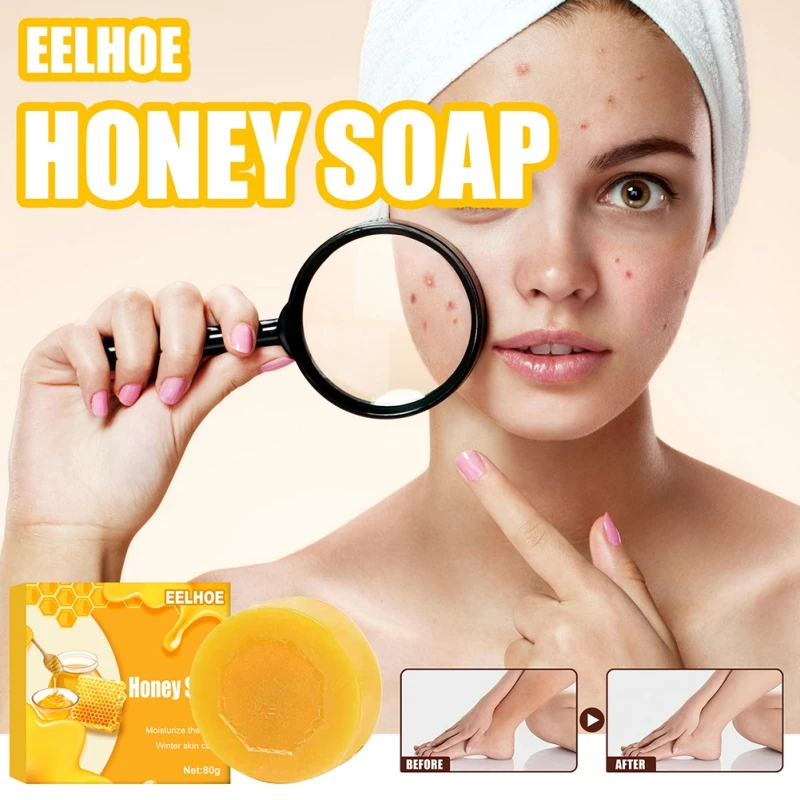 

80g Honey Handmade Soap Hydrating Cleanser Face Body Deep Cleansing Skin Whitening Soap Skin Care