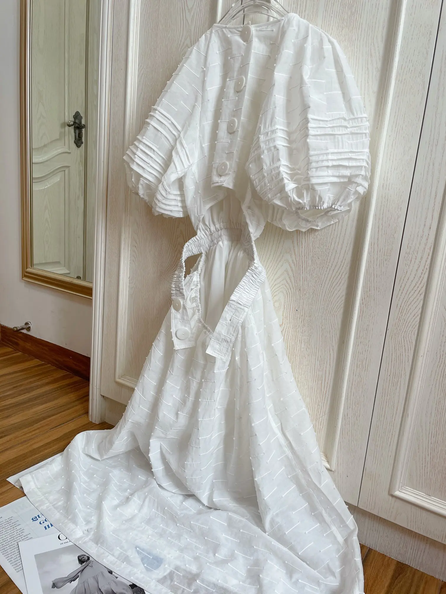 

Женское винтажное пляжное платье, белое, черное ажурное платье с V-образным вырезом и пышными рукавами, лето 2019