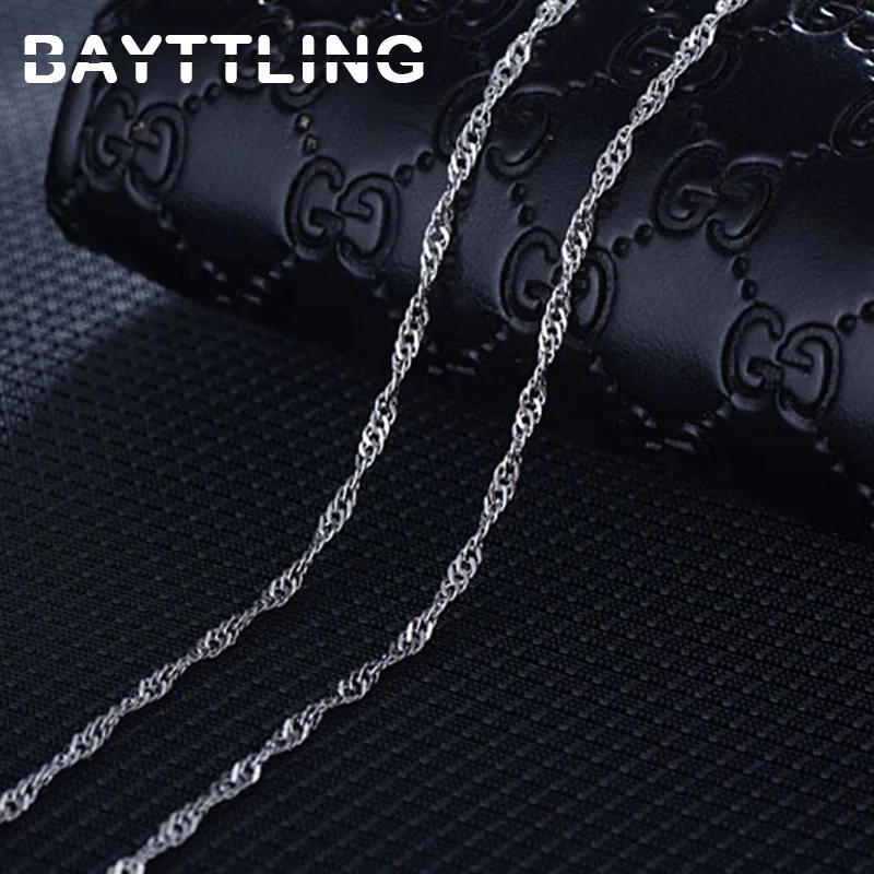 

BAYTTLING 925 Sterling Silver 18 Inch Water Wave Chain Necklace For Women Fashion Jewelry Necklace Gift Wholesale