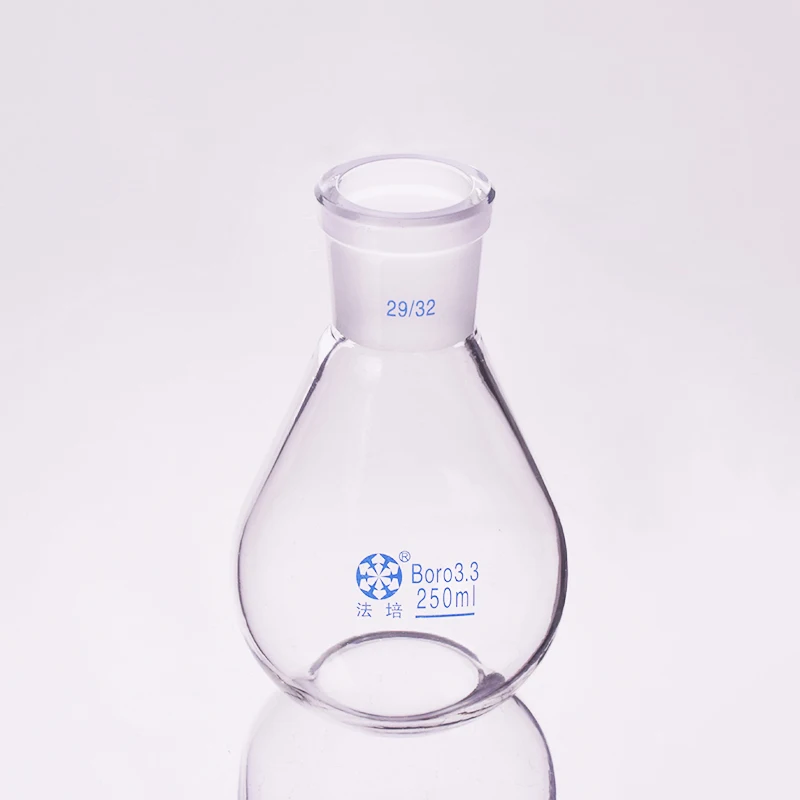 Evaporation bottle 250ml,Flask eggplant shape,short neck standard grinding mouth 29/32,Eggplant-shaped flat bottom flask