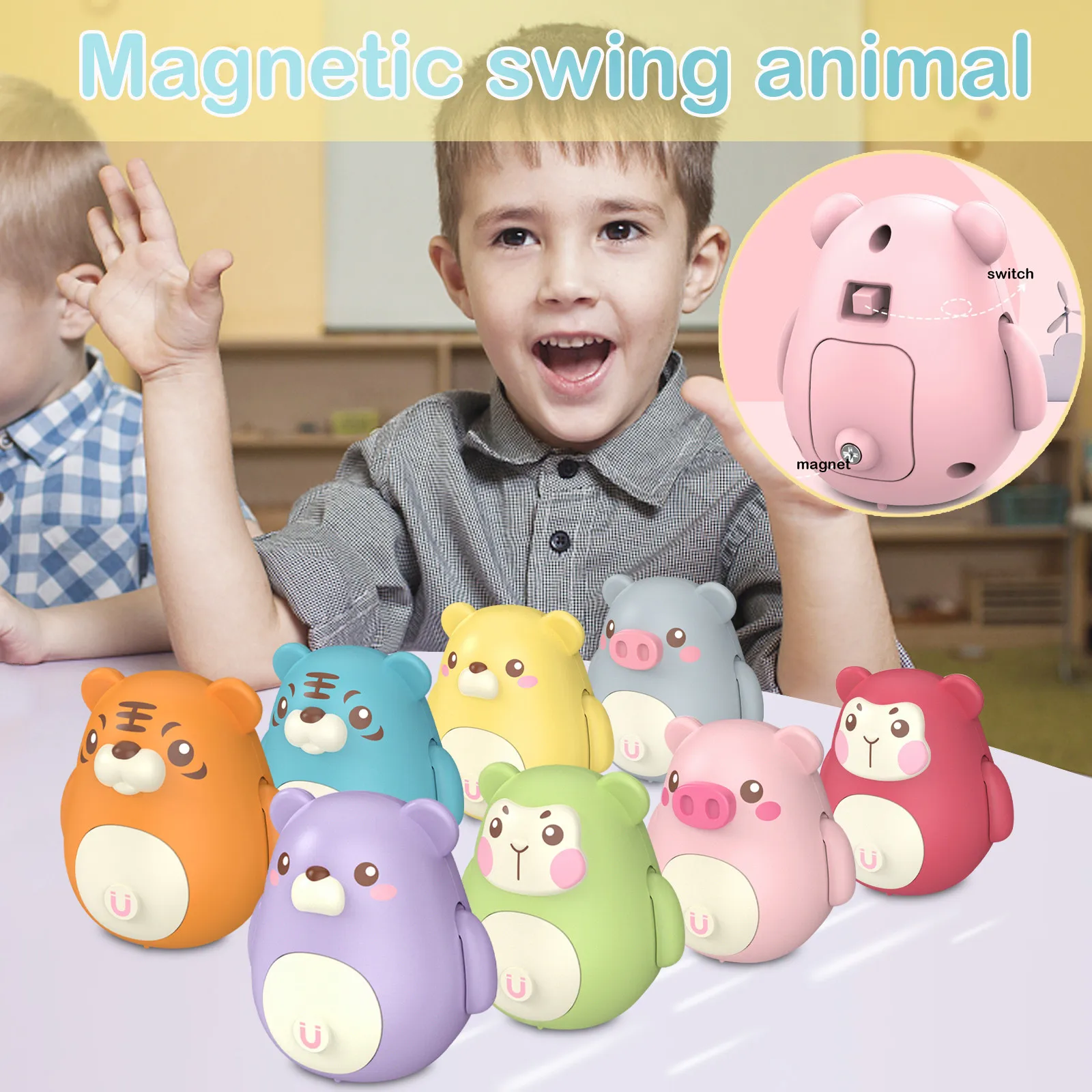 

8pcs Rocking Animal Magnetic Electric Walking Set Perfect Interactive Gift Cute Swinging Magnetic Electric Toys Electronic Toys