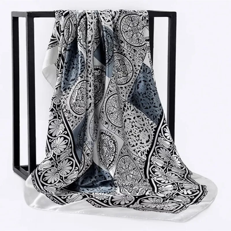 

Classic Fashion 90*90cm Summer Women Silk Foulard Scarves Square Scarf Ladies Beach Shawl Bandanna Large Hijab foulard muffle