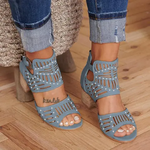 

Women's Wedge Sandals Pearl Mid Heel Summer Ladies Shoes Open Toe Casual Wedding Women Sandals