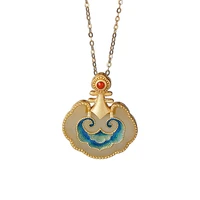 s925 sterling silver gold plated cloisonne hotian jade pendant retro national trend pipa ladies clavicle chain pendant