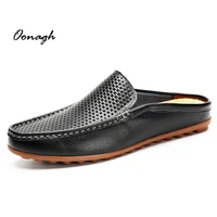 italian men slippers genuine leather loafers moccasins outdoor non slip men casual shoes summer spring fashion men shoes 2021