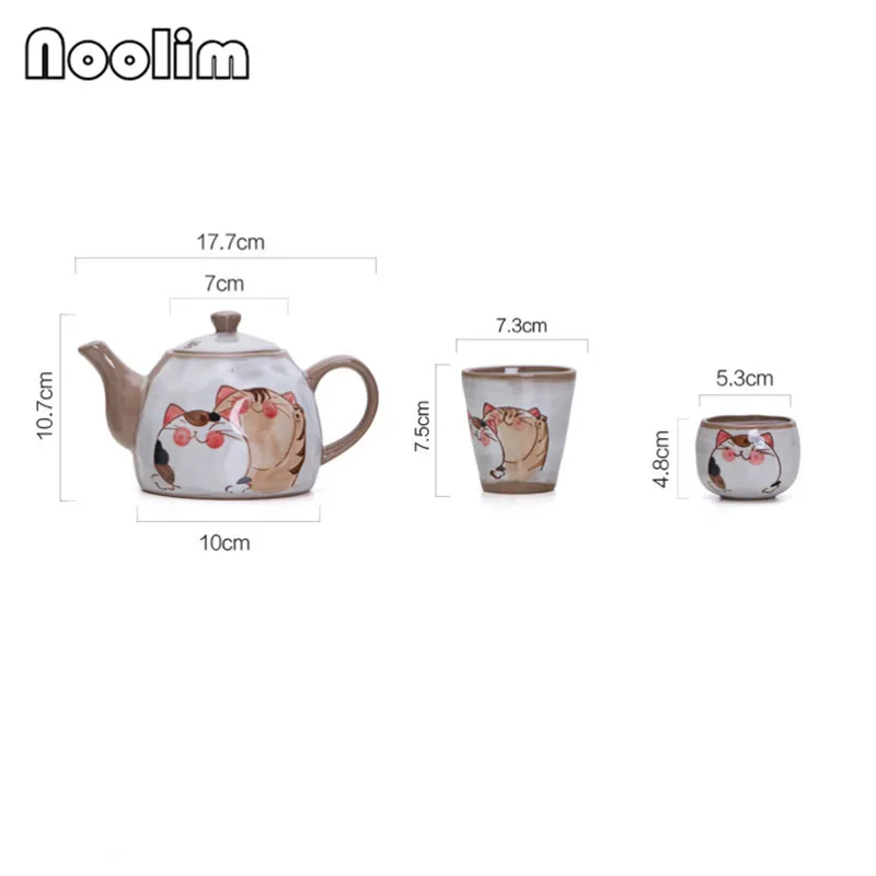 Японский стиль креативная ручная роспись милый кот чайный горшок керамическая