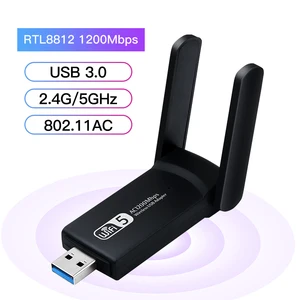 USB Wi-Fi адаптер 1200 Мбитс, Двухдиапазонная беспроводная сетевая карта Lan, Wi-Fi приемник 802.11ac Wi-Fi внешний для рабочего стола