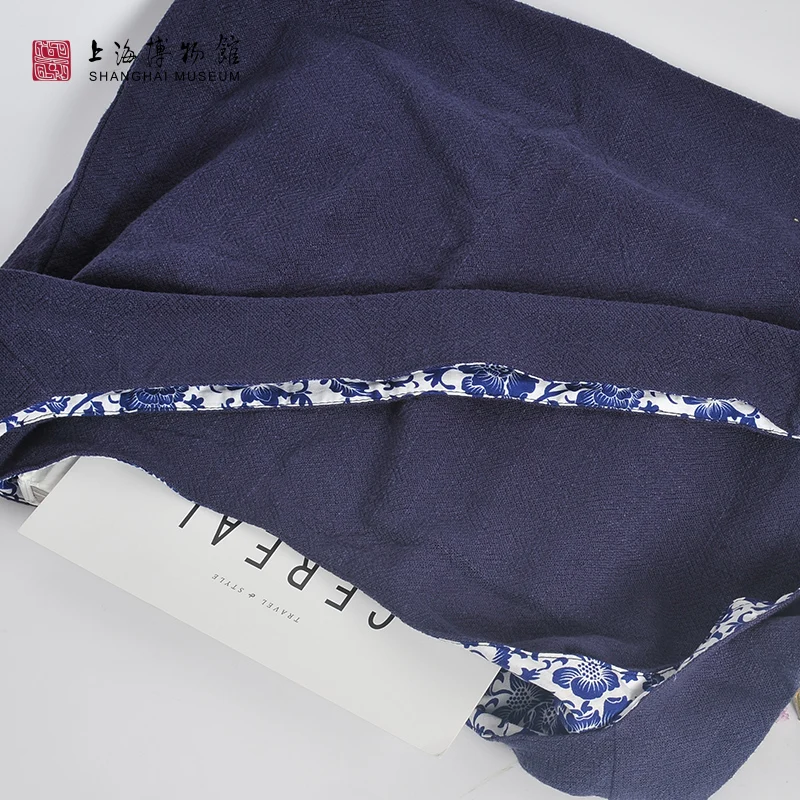 

Shanghai Museum Diagonal shoulder bag retro linen Chinese style Zen bag pros and cons two-back Hanfu female bag