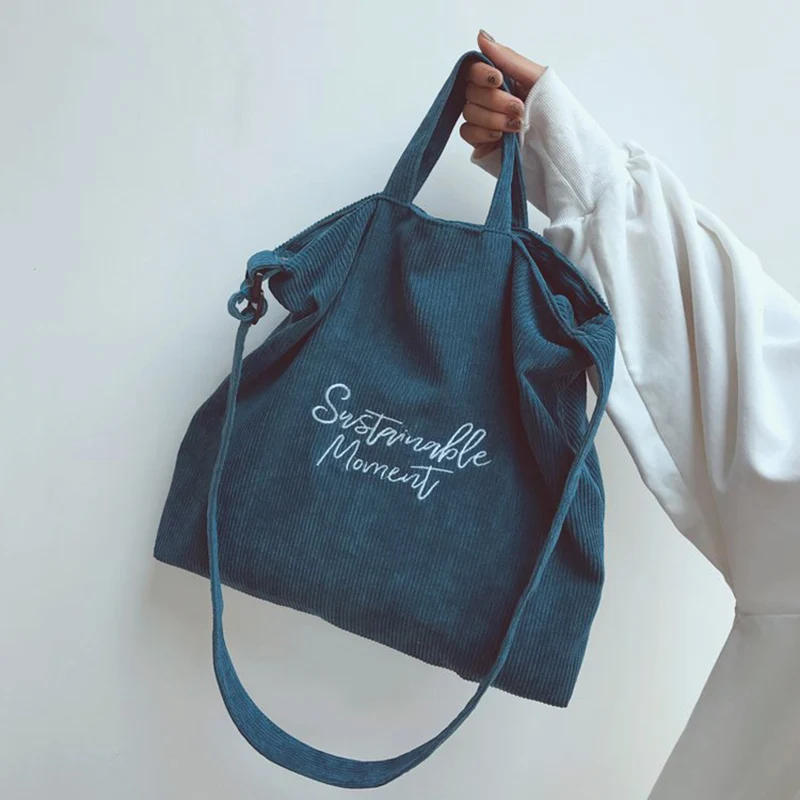 Вельветовая сумка на плечо для женщин женская Хлопковая с вышивкой сумки через