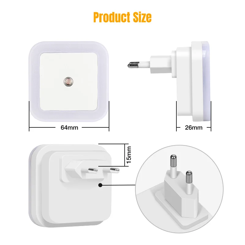 Nersury Light Sensor LED Night light квадратная лампа для детей 110 В 220 спальная мини-Умная Ночная