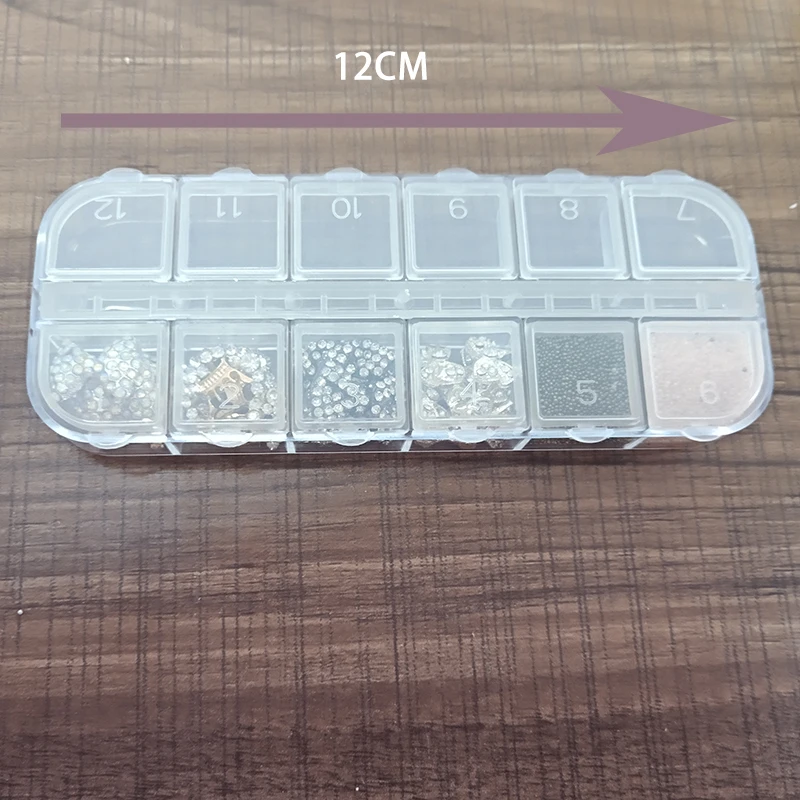 Прозрачный пластиковый ящик для хранения с 12 сетками мелких компонентов