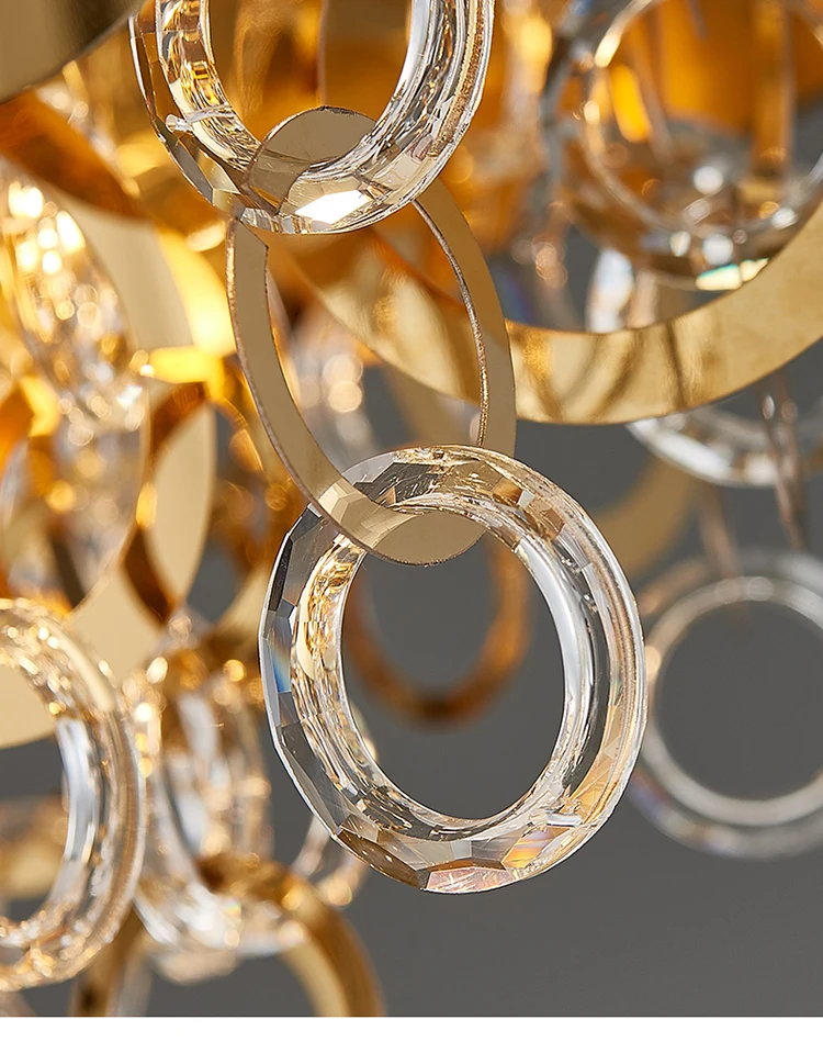 

Atmospheric living room stainless steel light luxury simple bedroom round crystal chandelier study modern crystal lamps