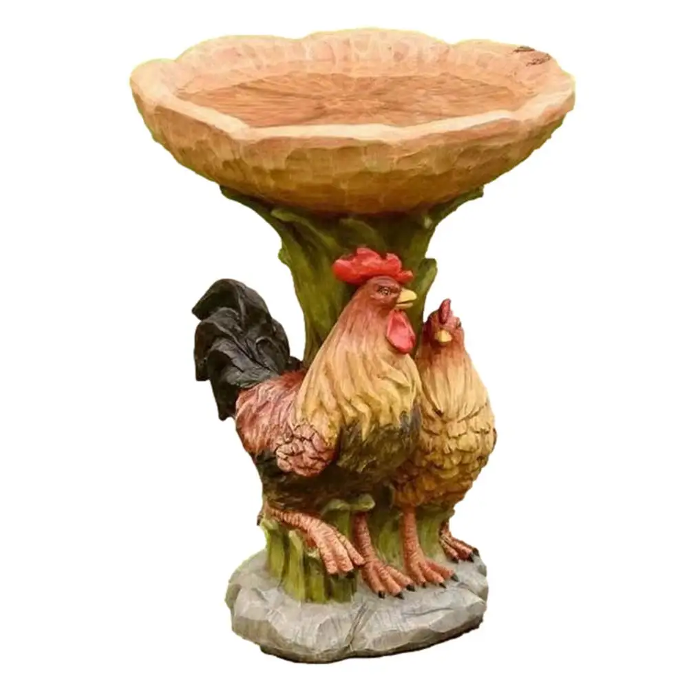 

Two Rooster-shaped Resin Bird Feeders High-quality Durable Material Hand-made Wild Bird Feeder And Outdoor Bird Pot