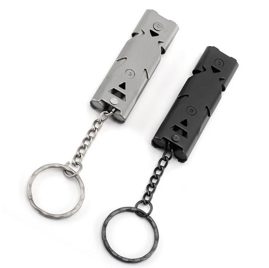 500pcs Outdoor Survival Whistle Double Pipe Stainless Steel Alloy Keychain Cheerleading Emergency Multi Tool | Дом и сад