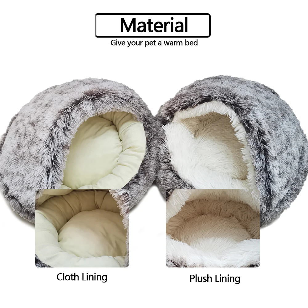 2 в 1 кошка кровать для домашних животных кота собаки круглые плюшевые теплая