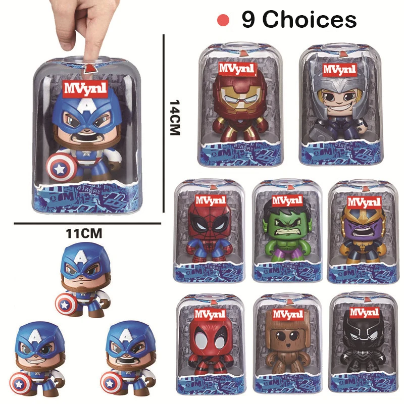 11 см Marvel меняющие лицо фигурки Капитан Америка Железный Человек-паук танос Халк