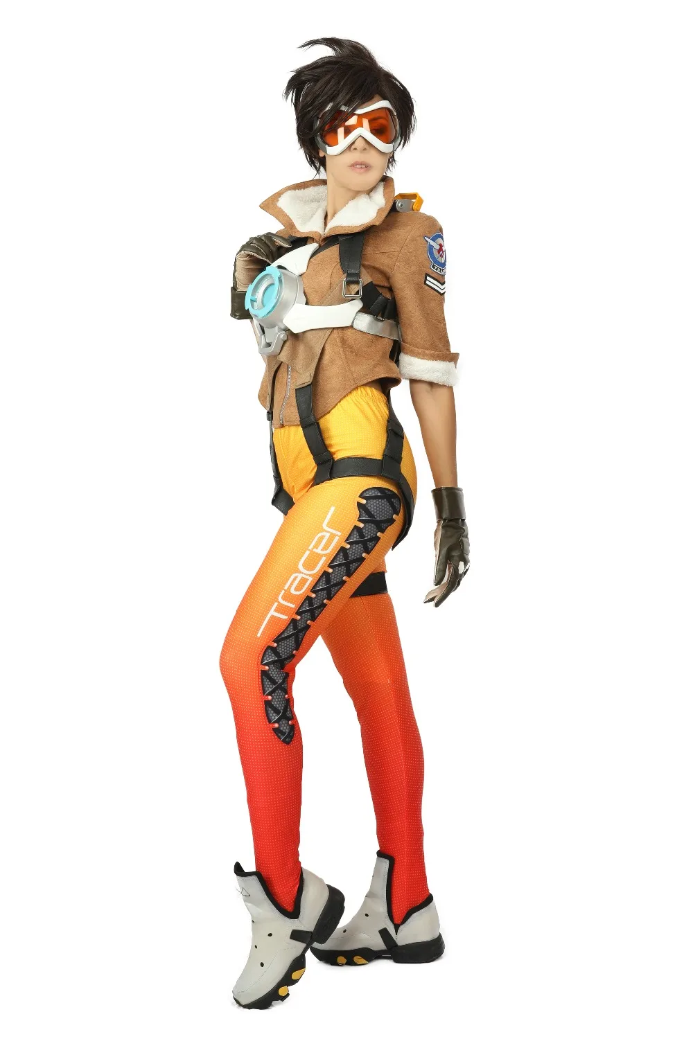 COSTHEME Overwatch Tracer костюм, Официальный лицензированный, Женский костюм для косплея Лена Октон Хэллоуин полный боевой костюм