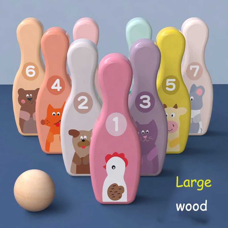 

Fun bowling children's wooden cartoon animal bowling sports toys outdoor leisure parent-child table game