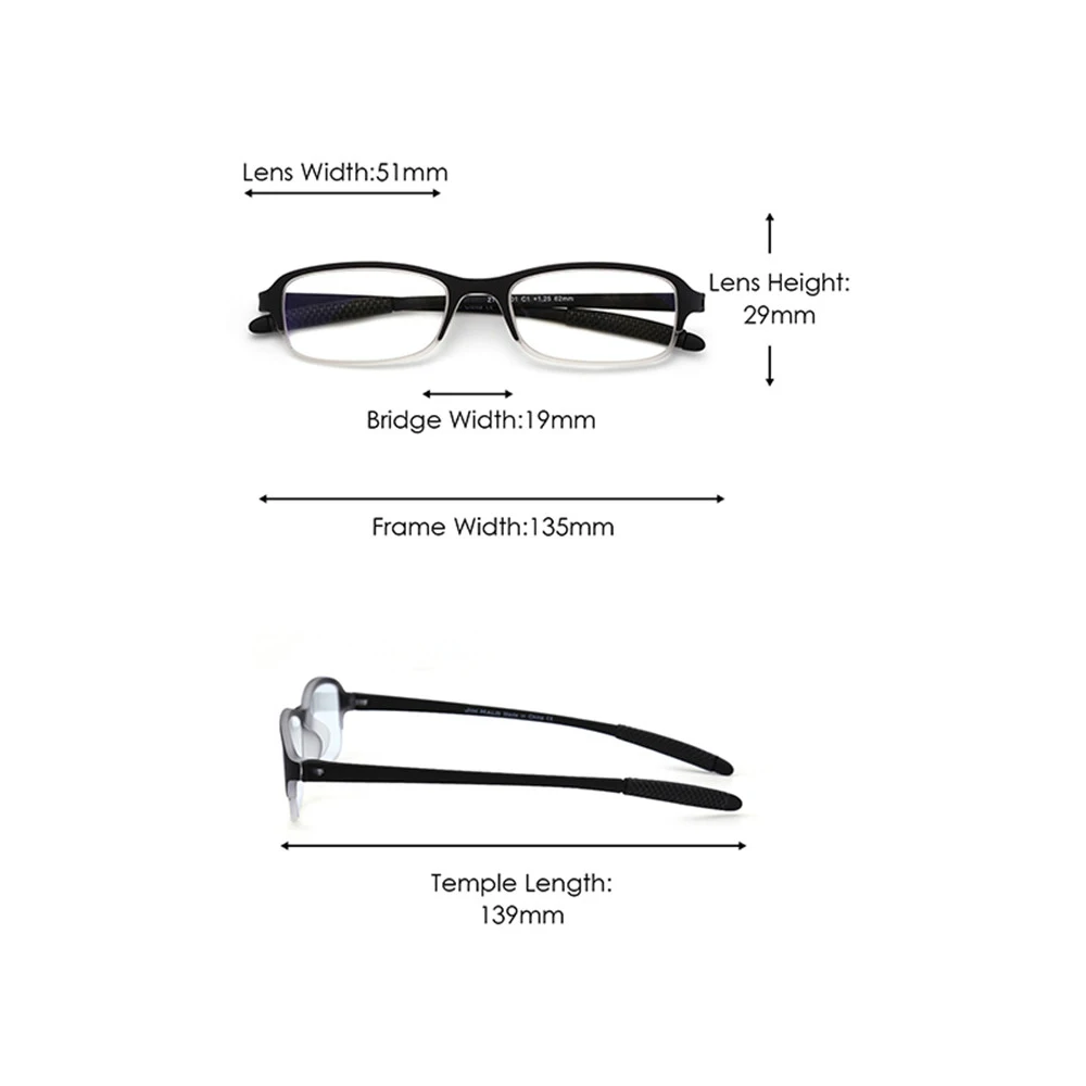 

JM Semi-rimless TR90 Reading Glasses for Women Men ZTRL0001