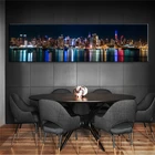 Пейзаж Манхэттена, холст, постеры и принты с изображением ночного видения Нью-Йорка, картина для спальни, декор Куадрос