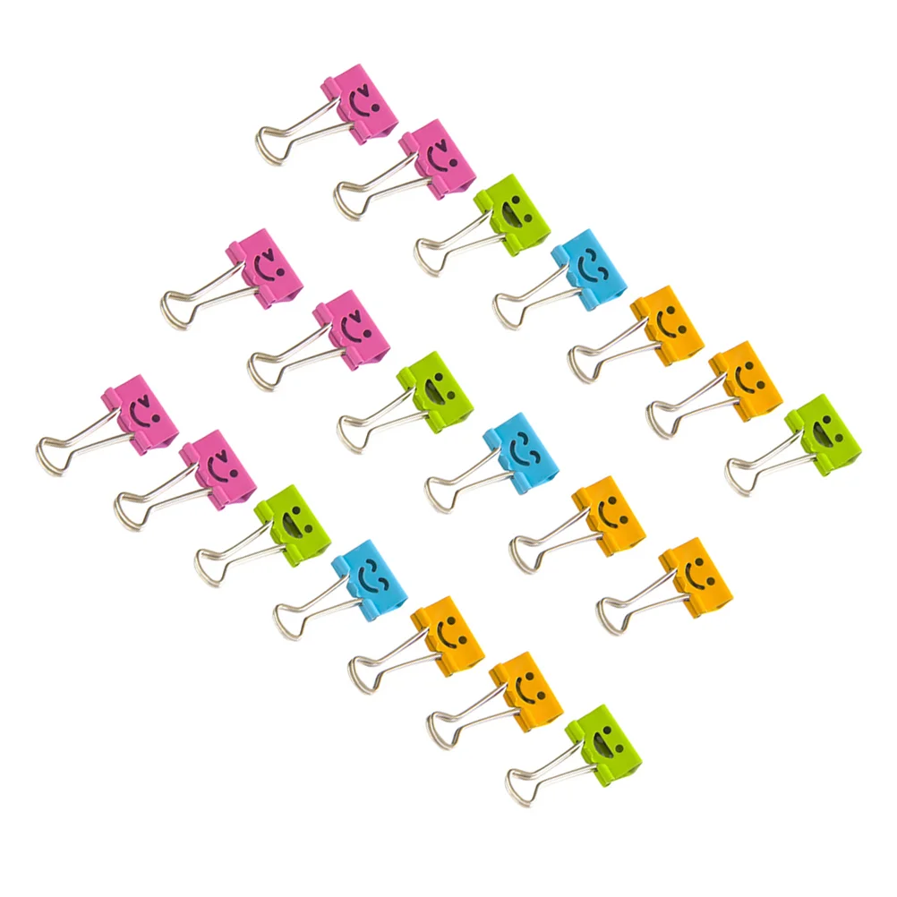 

40 Pcs 19mm Facial Expression Metal Binder Clips Hollow Paper Clamp Clips Dovetail Design Clamps for School Office (Random