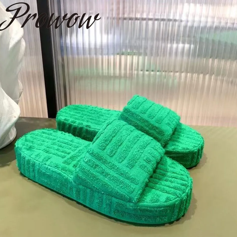 

Новинка, зеленые шерстяные тапочки Prowow, меховые шлепанцы, высококачественные роскошные дизайнерские шлепанцы на платформе
